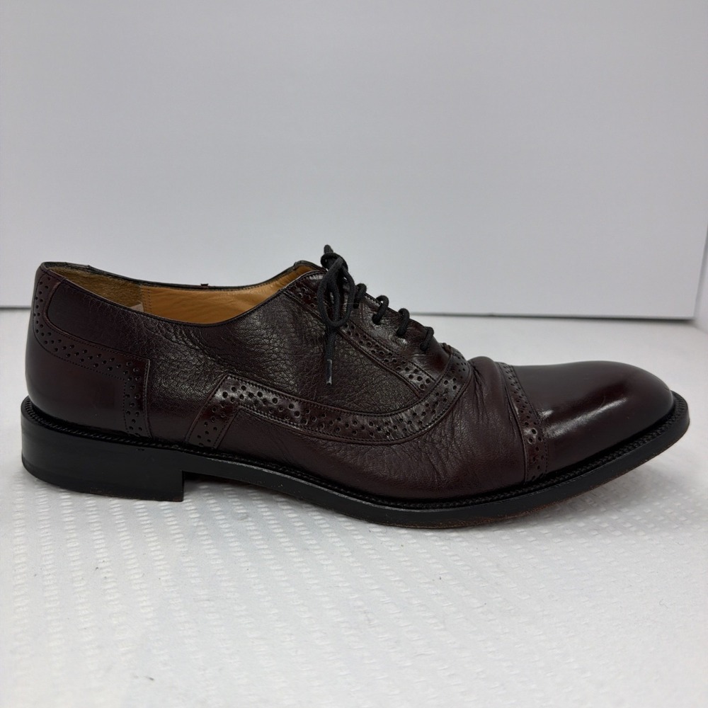 Mezlan Burgundy Cap Toe Oxfords Calf & Deerskin Marque 11.5 B Handcrafted
